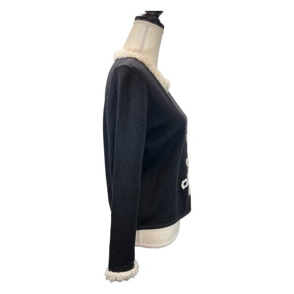 Michael Simon Womens Small Snowflake Sweater Winter Neck Sleeve Trim White - Picture 4 of 7